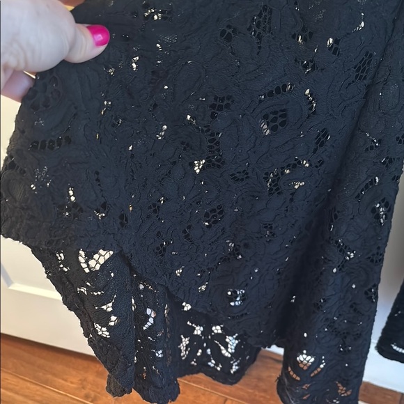 FREE PEOPLE Sz6 RISE & SHINE LACE JUMPSUIT FLARE BELL BOTTOM BLACK - Picture 5 of 8